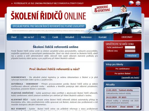 	školte online - ušetřete čas i peníze. oficiální portál pro školení řidičů-referentů dle platné legislativy.
