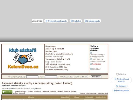kurzové sázky a tipování s tipy na sázení - klub nezávislých sázkařů kurzového sázení.