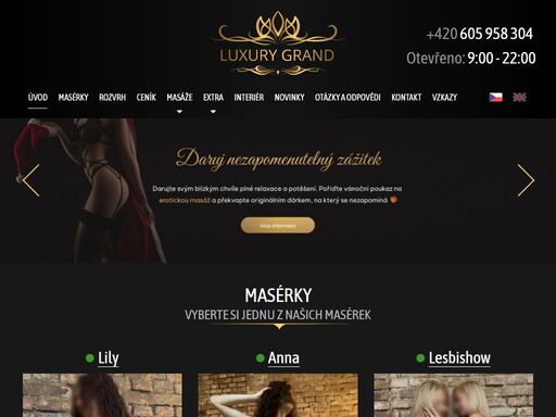 erotické masáže luxury - krásné masérky v luxusním prostředí. navštivte nás a zažijte nezapomenutelné chvíle plné slasti a rozkoše.