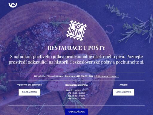 restaurace, u posty, zdar, posta nová restaurace u pošty s nabídkou poctivého českého jídla a tankového piva. ???????poznejte prostředí odkazující na historii československé pošty.