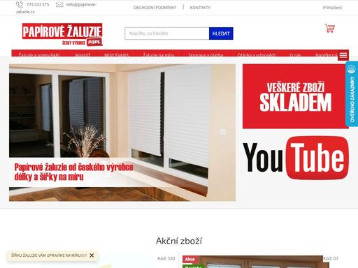 levné žaluzie a rolety od českého výrobce, délky a šířky na míru. univerzální papírové žaluzie s jednoduchou montáží, bez vrtání. ceny žaluzií již od 89kč!