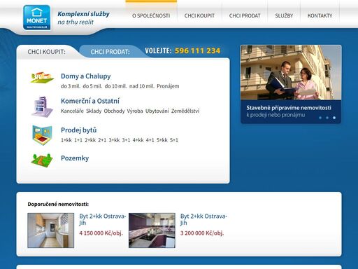 realitní kancelář monet - reality ostrava. nabízíme byty, pozemky, rodinné domy, chaty a chalupy, pronájem bytů, byt. zajistíme prodej bytů, komerční objekt nebo pozemky na prodej.