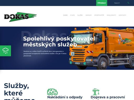 webové stránky společnosti dokas, s.r.o. sídlící v dobříši. společnost se zabývá komunálními službami pro město dobříš a pro přilehlé obce. má více než 25 letou působnost.