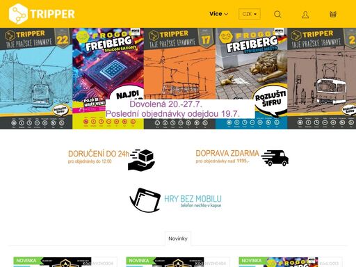 internetový obchod projektu tripper, ve kterém si můžete objednat většinu z více jak 60 dobrodružných stopovacích výletů po historických centrech českých a slovenských měst. hledáte tip na výlet? nevíte kam s rodinou o víkendu vyrazit? tripper je skvělá volba na báječnou zábavu pro celou rodinu.