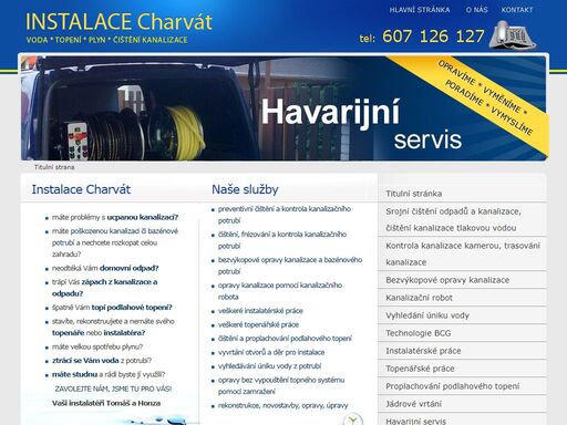instalatér charvát, topenář, čištění kanalizace, čištění odpadů, únik vody