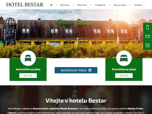 hotel bestar najdete v kosmonosích nedaleko mladé boleslavi. nabízíme ubytování v moderně vybavených pokojích.