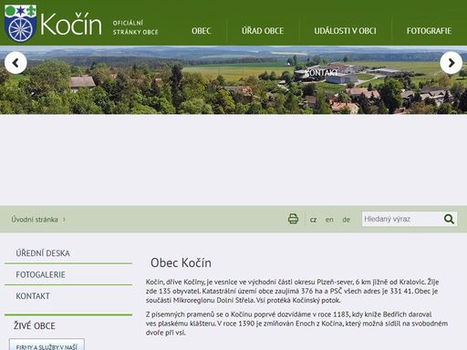 oficiální stránky obce kočín