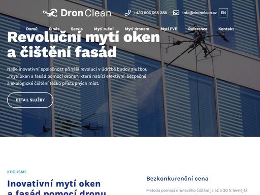 revoluční mytí oken a čištění fasád dronem – efektivní, bezpečné a ekologické řešení pro těžko přístupné budovy. dronclean s.r.o.