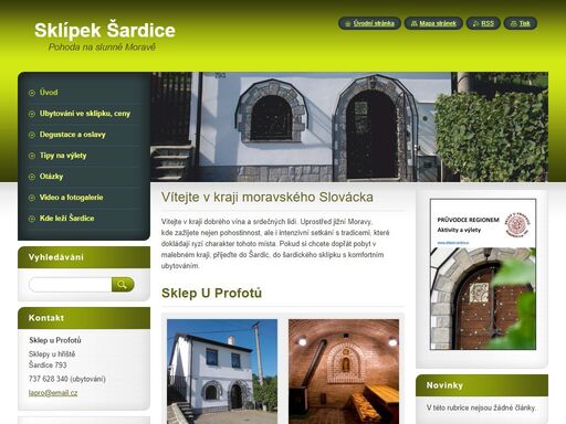 vinný sklípek s ubytováním až pro 12 osob v obci šardice, degustace a oslavy pro 20 osob, pronájem celého sklepa, prodej vína. jižní morava, slovácko, moravské toskánsko, kyjov, mutěnice, čejkovice, hovorany, mistřín a milotice.