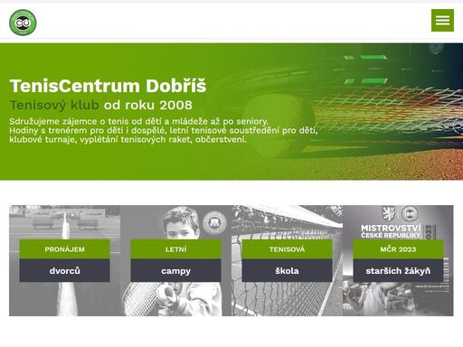 teniscentrum dobříš - tenisový klub od roku 2008, pronájem dvorců, tenisová škola, letní campy