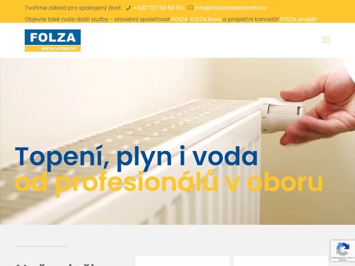 folza instalatérství – vaše jistota v oblasti topení, veškerých plynárenských a vodoinstalačních prací a tepelných čerpadel. 20 let zkušeností a přes 500 úspěšných zakázek.