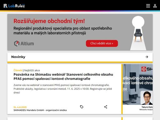 jsme zdroj novinek, aplikací, článků, teorie, pracovních nabídek, e-shop nebo bazar ve světě kapalinové chromatografie.