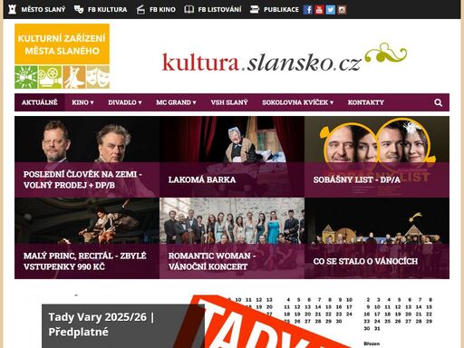 aktuálně, kulturní zařízení města slaného kompletní program, vstupenky online, kontakt a všechny informace o kulturní zařízení města slaného