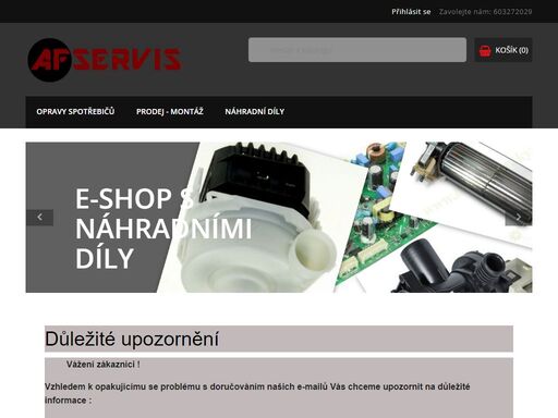 opravy domácích spotřebičů, prodej spotřebičů a náhradních dílů