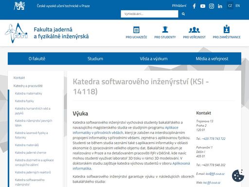 fakulta jaderná a fyzikálně inženýrská, české vysoké učení technické v praze