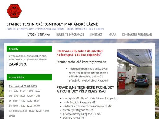    
rezervace stk online do odvolání nedostupné. stk bez objednání.   
stanice technické kontroly provádí:   
   
   
technické prohlídky a schvalování...