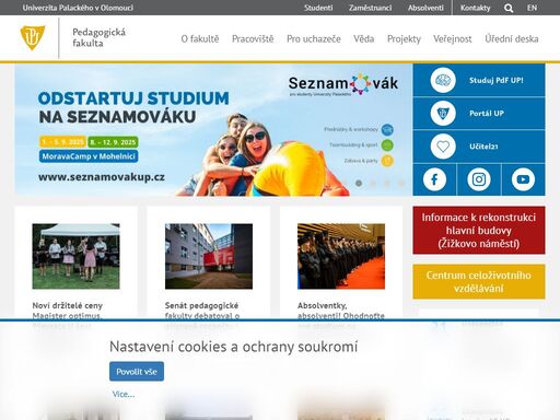 hlavní webové stránky pedagogické fakulty univerzity palackého v olomouci