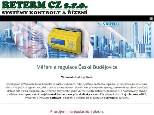 pronájem manipulačních plošin, měření a regulace české budějovice.