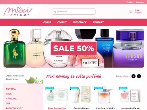 parfumix.cz nabízí značkové parfémy za výhodné ceny. aktuální novinky, akce a slevy až do 50%. garance bezpečného nákupu, pouze originál