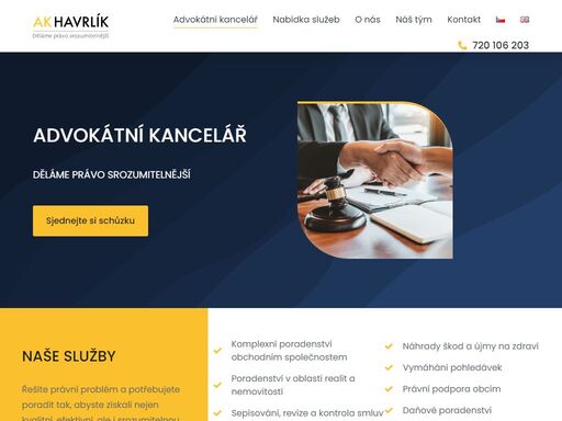 naše advokátní kancelář poskytuje právní služby v mnoha oblastech práva jednotlivcům i právnickým osobám v české republice i v zahraničí. klientům přinášíme komplexní řešení založené na odborném, profesionálním a osobním přístupu. za tímto účelem spolupracujeme se špičkami ve svých oborech.