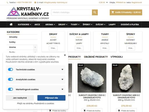 na prodej přírodní krystaly, kamínky, perličky, náramky, náhrdelníky, přívěsky, svícny, hmatky, andělé, vejce, kuličky, koule, zvonkohry, pyramidy, špice, kvádry, drúzy, trsy, fosílie a další...