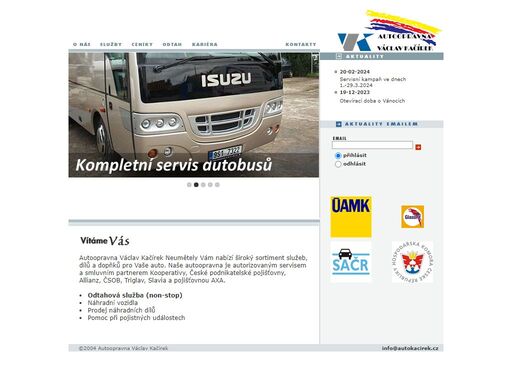 autoopravna václav kačírek - vaše autoopravna, široký sortiment služeb, dílů a dopňků pro vaše auto (autorizovaný servis auto štangl a smluvní partner české pojišťovny, kooperativy a česko-rakouské pojišťovny) 