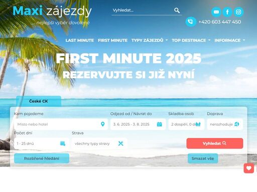 tipy na  nejvýhodnější zájezdy a last minute. prodej 250  spolehlivých cestovních kanceláří. akce  děti zdarma, letecké i autobusové zájezdy i vlastní dopravou. cestovní agentura maxi zájezdy.