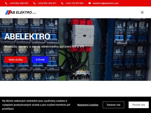 společnost ab elektro s.r.o. byla založena v roce 1998. její činnost je zaměřena na montáž, opravy a údržbu elektrických zařízení, výrobu rozvaděčů nn, dodávku a montáž tepelných čerpadel panasonic a zabezpečovacích systémů jablotron.