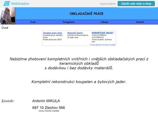 nabídka obkladačských prací