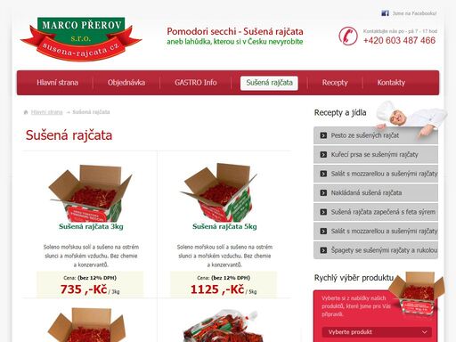 výhradní dovozce sušených rajčat z itálie do čr a sk. sušená rajčata, paričky.