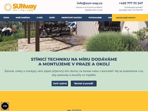 žaluzie, rolety, markýzy praha. interiérové a exteriérové stínění. žaluzie, plisé žaluzie, látkové a římské rolety, japonské stěny, stínění do zimních zahrad, sítě proti hmyzu, doplňky do střešních oken, závě a záclony, tahoma somfy. servis a opravy