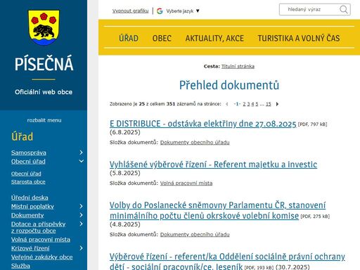 oficiální stránky obce písečná u jeseníku