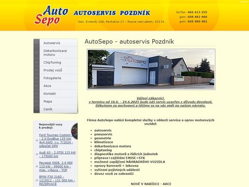 autobazar, autoservis a pneuservis v pardubicích rosicích pro osobní a dodávkové vozy nabízí služby v oblasti servisu a opravy motorových vozidel. měření a seřizování geometrie náprav, zajištění stk a emise.