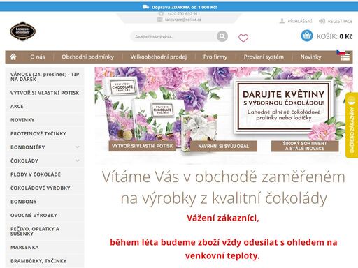 luxusní čokolády - belgické plněné pralinky, čokoládové lanýže a čokolády v originálním dárkovém balení