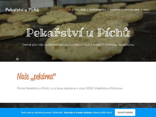 firma pekařství u píchů, s.r.o byla založena v roce 2000 vladimírou píchovou.