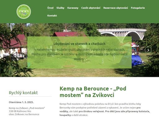 vodácký kemp na zvíkovci u řeky berounky je pro všechny, kdo mají rádi vodu. ubytování v chatkách nebo ve stanech. stání pro karavany a obytná auta.
