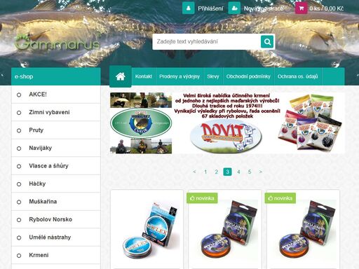 rybářské potřeby ,e-shop společnosti gammarus a.s.