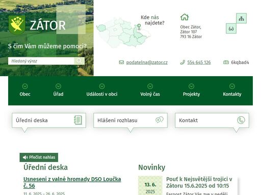 oficiální stránky obce zátor