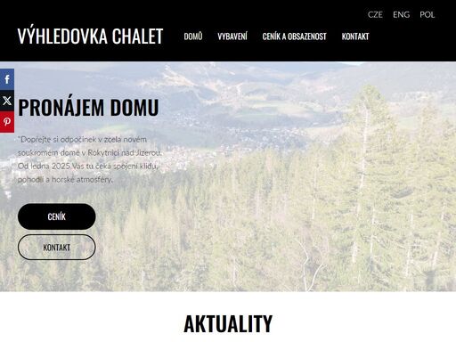 výhledovka chalet je dům k pronájmu v rokytnici nad jizerou.