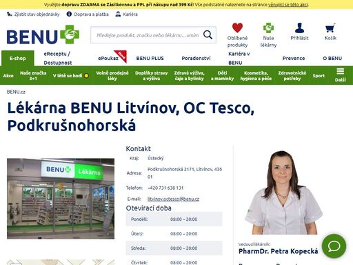 ?bezbariérová lékárna s rozšířenou otevírací dobu - součást nákupního centra. specializace na dětský sortiment, geriatrickou a zubní péči a speciální výživu.?