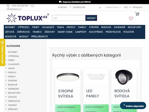 široká nabídka led osvětlení, led pásků, průmyslových a veřejných svítidel. rychlé dodání, skvělé ceny a odborné poradenství toplux.cz