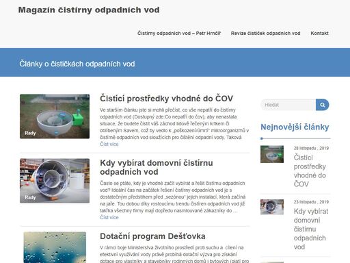 internetový magazín plný článků o čističkách odpadních vod a domovních čistírnách. rady a tipy s výběrem čističky, obsluhou a revizí od profesionálů v oboru.