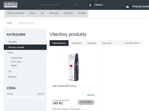 nabízíme kávu z pečlivě vybraných italských pražíren.