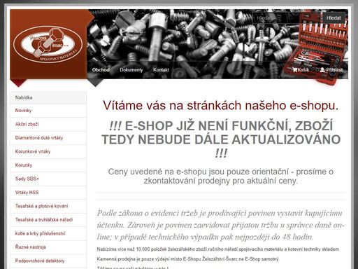 internetový obchod firmy švarcová-švarc spol.s r.o. s ručním nářadím, kotevní technikou a spojovacím materiálem.