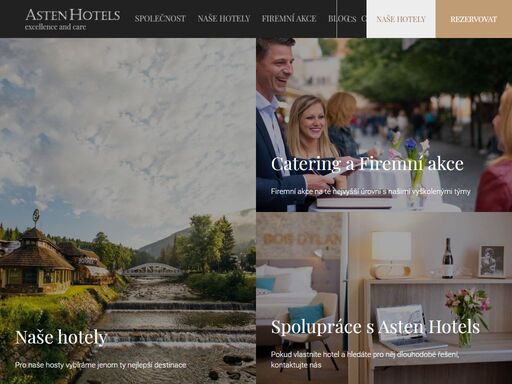vítejte na oficiálních stránkách asten hotels. asten hotels je kolekcí luxusních butikových hotelů v české republice. pečlivě vybrané hotely v nejlepších destinacích jako špindlerů mlýn, praha nebo středočeské chateau mcely nabízí své služby těm nejnáročnějším individuálním a firemním klientům. 