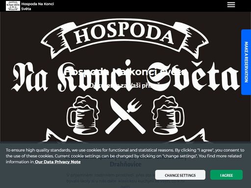 vesnická hospoda | hospoda na konci světa | drahňovice - v příjemném; rodinném prostředí; přes sto let staré budovy bývalé školy si u nás dáte; klasickou kuchyni se vším, co k ní patří. točíme skvěle ošetřené; pivo hubertus z lokálního pivovaru kácov. obyčejná vesnická hospoda: v naší kuchyni vaříme pouze z čerstvých surovin a tak si můžete vychutnat naší; kuchyni v té nejvyšší kvalitě. můžete využít i parkoviště: využijte našeho bezplatného parkoviště. jednoduše nás kontaktujte. vaši rezervaci vyřídíme obratem. kontaktovat nás můžete přes e-mail: hospodanakoncisveta@seznam.cz nebo . lze platit v hotovosti nebo kartou visa a kartou mastercard.