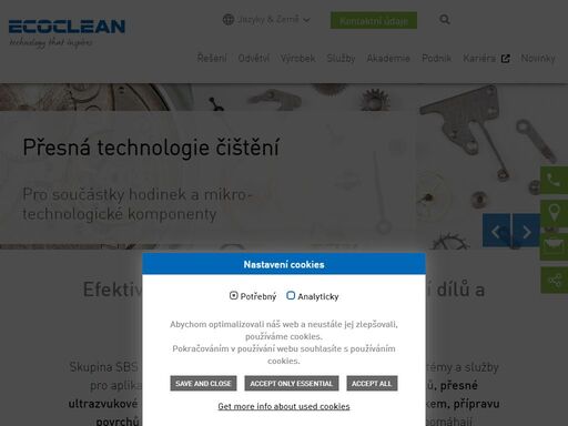 ecoclean dodává inovativní řešení pro efektivní čištění průmyslových částí a aplikace povrchové úpravy, což zákazníkům pomáhá dosáhnout nejvyšších požadavků na čistotu. od automobilového průmyslu a jeho dodavatelů k výrobcům mechanických dílů všeho druhu nabízí ecoclean vždy správné řešení.