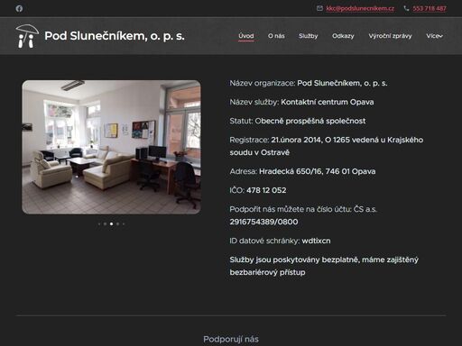 název organizace: pod slunečníkem, o. p. s.