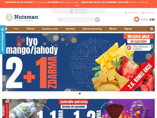 vaše zdravá výživa na internetu. ořechy, sušené ovoce, semínka, čokoláda, přírodní kosmetika a další. široký výběr a skvělé ceny. rychlé dodání.