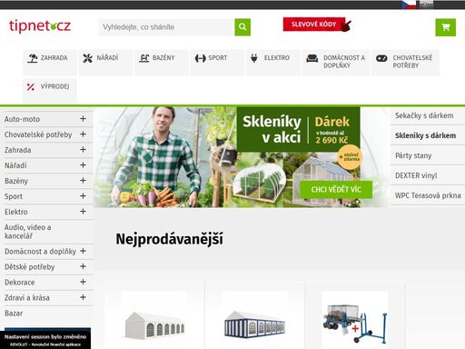 nákupní galerie s nejprodávanějšími produkty. vybírejte zahradní techniku, nářadí, sportovní vybavení, doplňky do domácnosti, elektrospotřebiče, kosmetické a masážní přístroje… doprava zdarma a dárek u vybraných produktů. akční ceny a slevy u nás každý den.